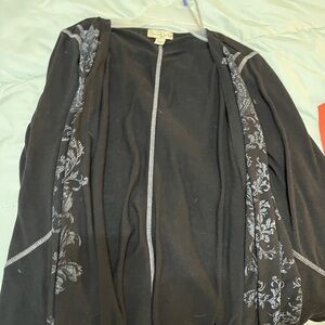 Black and Gray Floral Cardigan